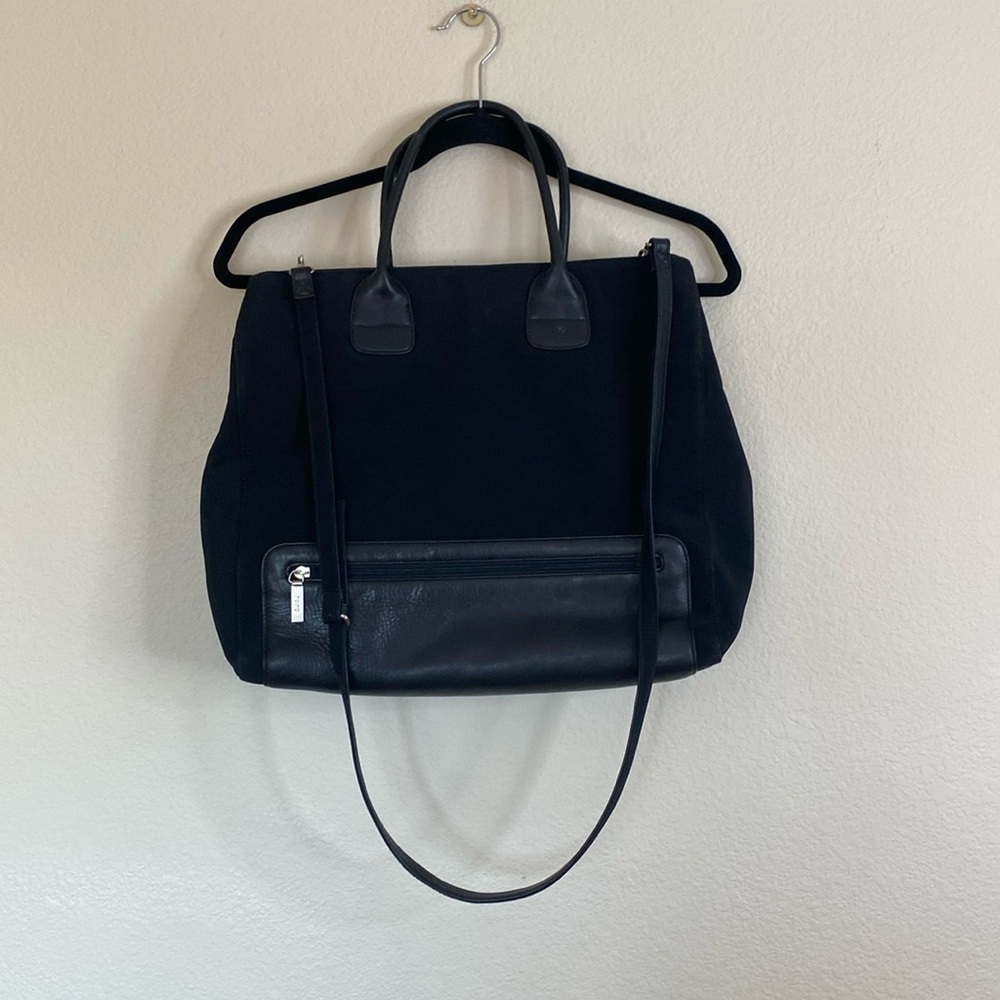 Hobo International large tote laptop bag black nylon leather VGUC